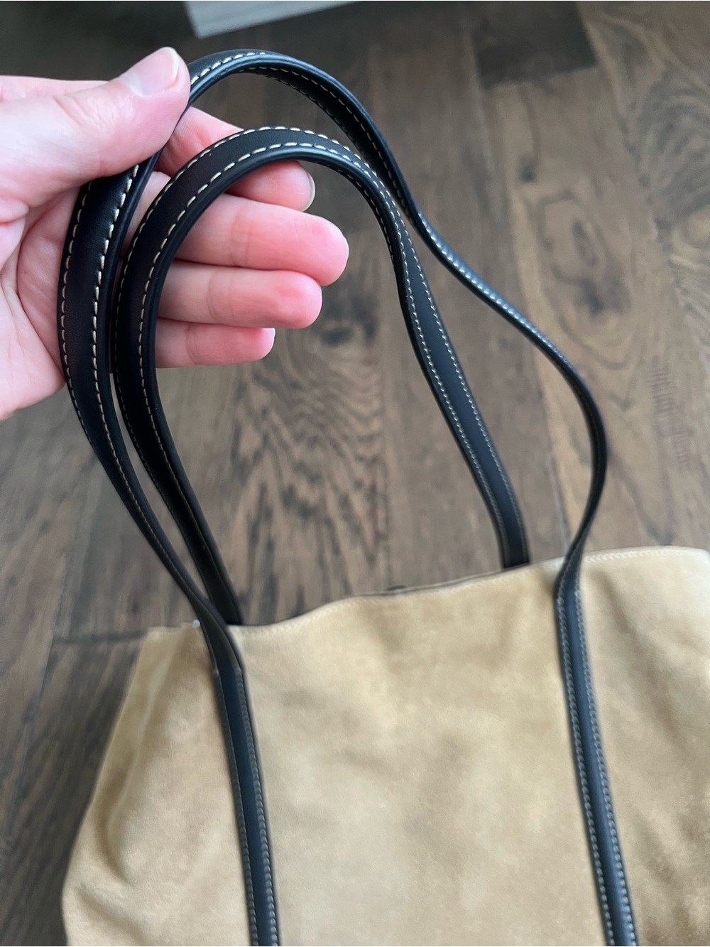 Zara Suede Tote Bag with Leather Handles - Picture 9 of 16